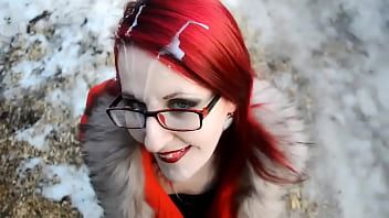 Play French redhead on Tinder gives oral sex in public