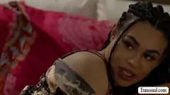 تشغيل TS Laatina Anna de Ville's Shemale Sex with STETIS 'Shaved Pussy